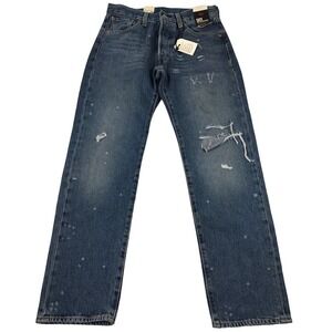 Levi's 501 Retro 93' Jeans Men 30x30 Blue Distressed Ripped Paint Button Fly NEW